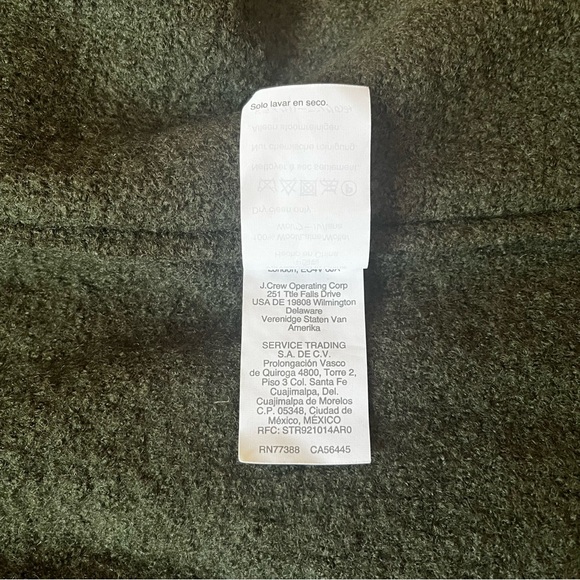 NWT J.Crew Daphne Topcoat in Green Italian Boiled Wool size 00 - Picture 12 of 12